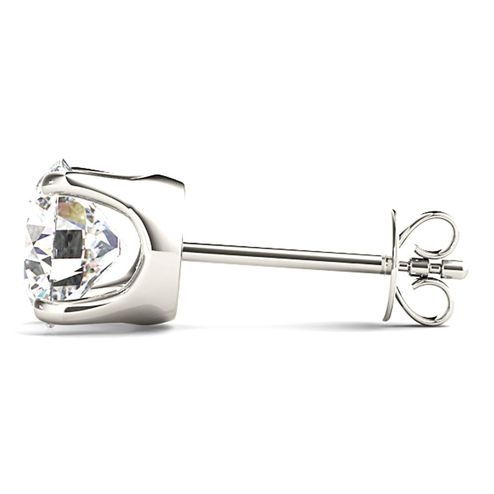 U Setting Four Prong Diamond Stud Earrings-VIRABYANI